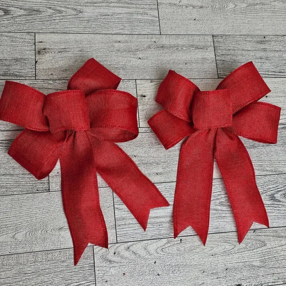 Red Bows Set of 6 Christmas Bows Tree Bows Holiday Ornament Birthday Party Decor